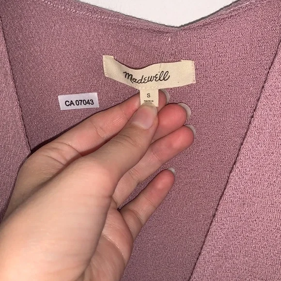 Madewell | Cross Front Lavender button Wrap Dress Size Small - Picture 5 of 10